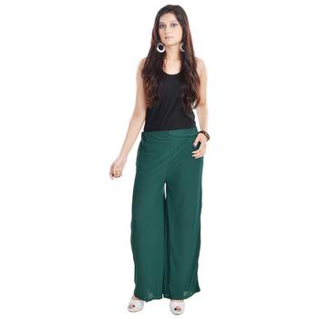 Green Chiffon Solid Palazzo 3