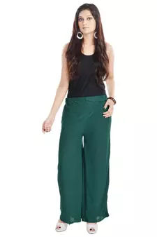 Green Chiffon Solid Palazzo