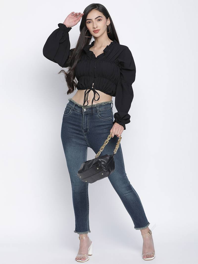 Bantalic Black elasticated women top