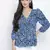 Cloud blue flower print women top