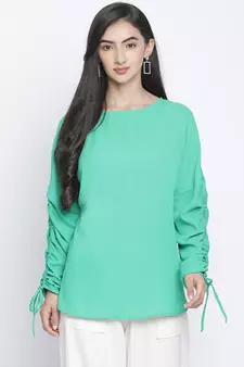 Denser solid green women top