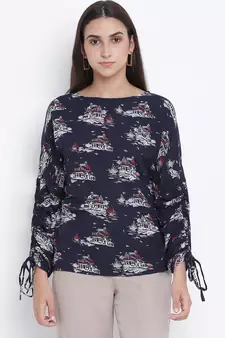 Dolliz blue printed women top