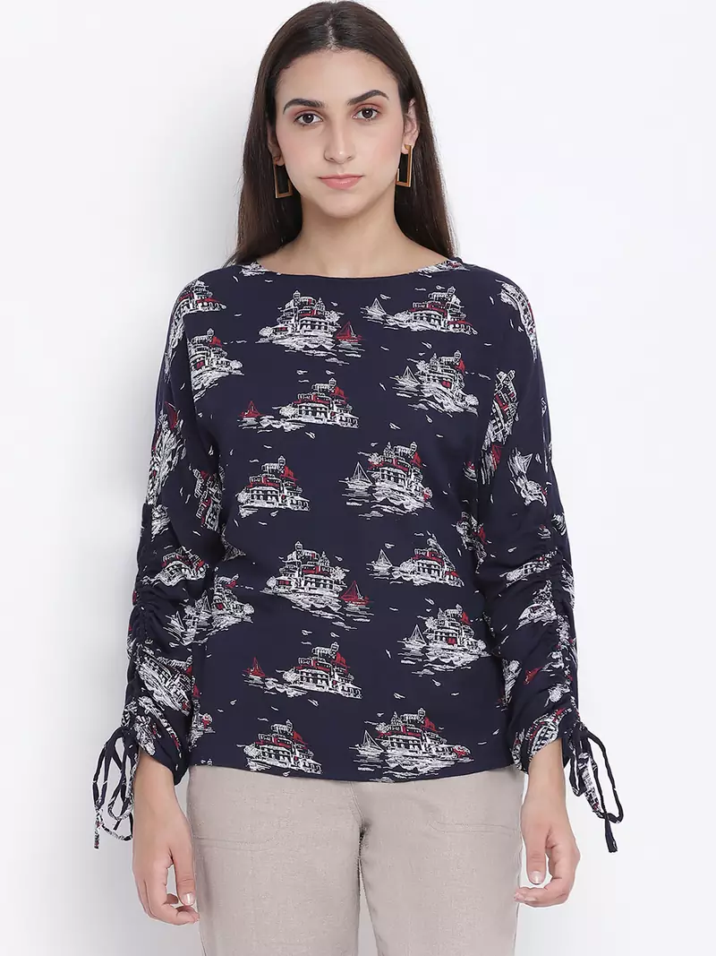 Dolliz blue printed women top