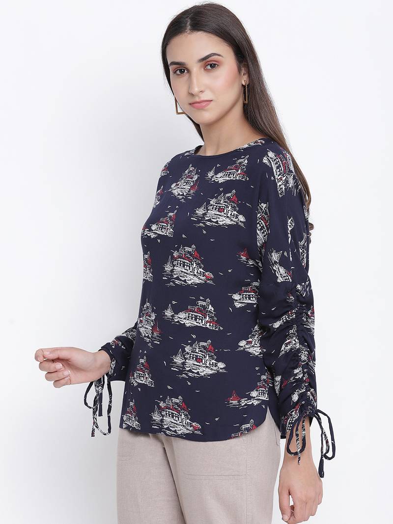 Dolliz blue printed women top