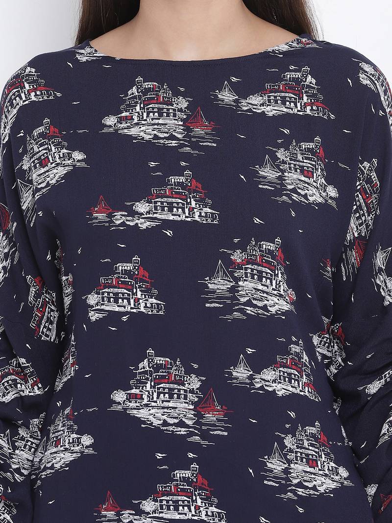 Dolliz blue printed women top