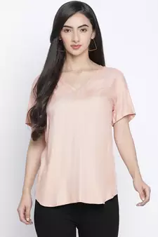 Porsh solid peach women casual top