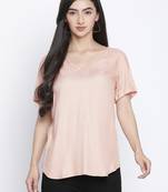 Porsh solid peach women casual top
