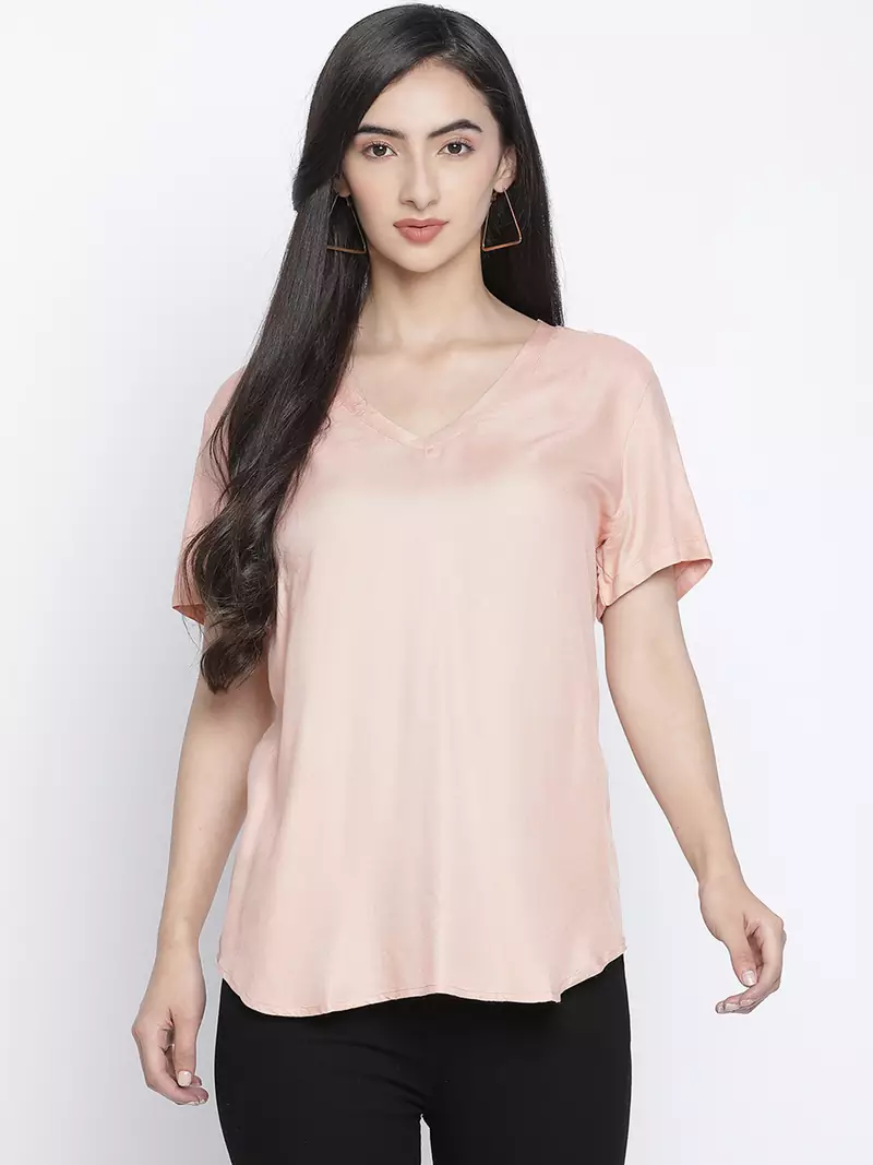 Porsh solid peach women casual top