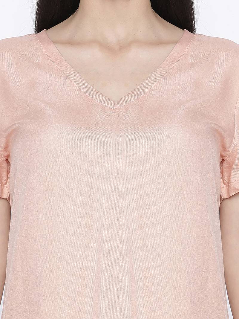 Porsh solid peach women casual top