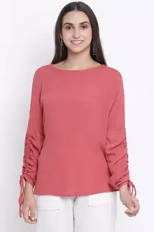 Rust red solid women top