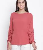 Rust red solid women top
