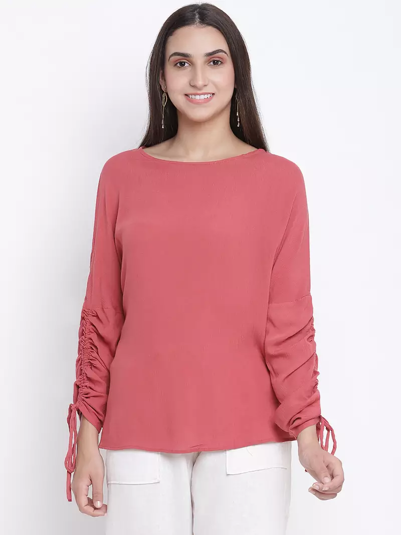Rust red solid women top
