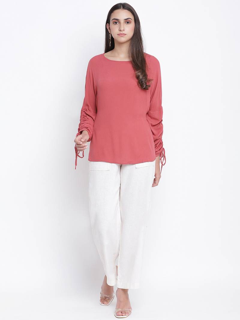 Rust red solid women top