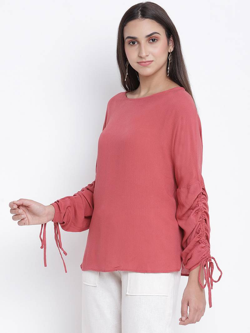 Rust red solid women top