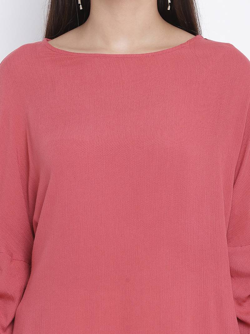 Rust red solid women top