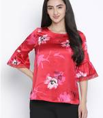 Sizzle red floral print women nightwear top