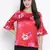 Sizzle red floral print women nightwear top