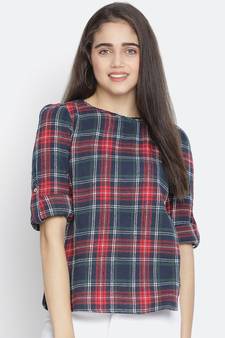 Bold brush check women top