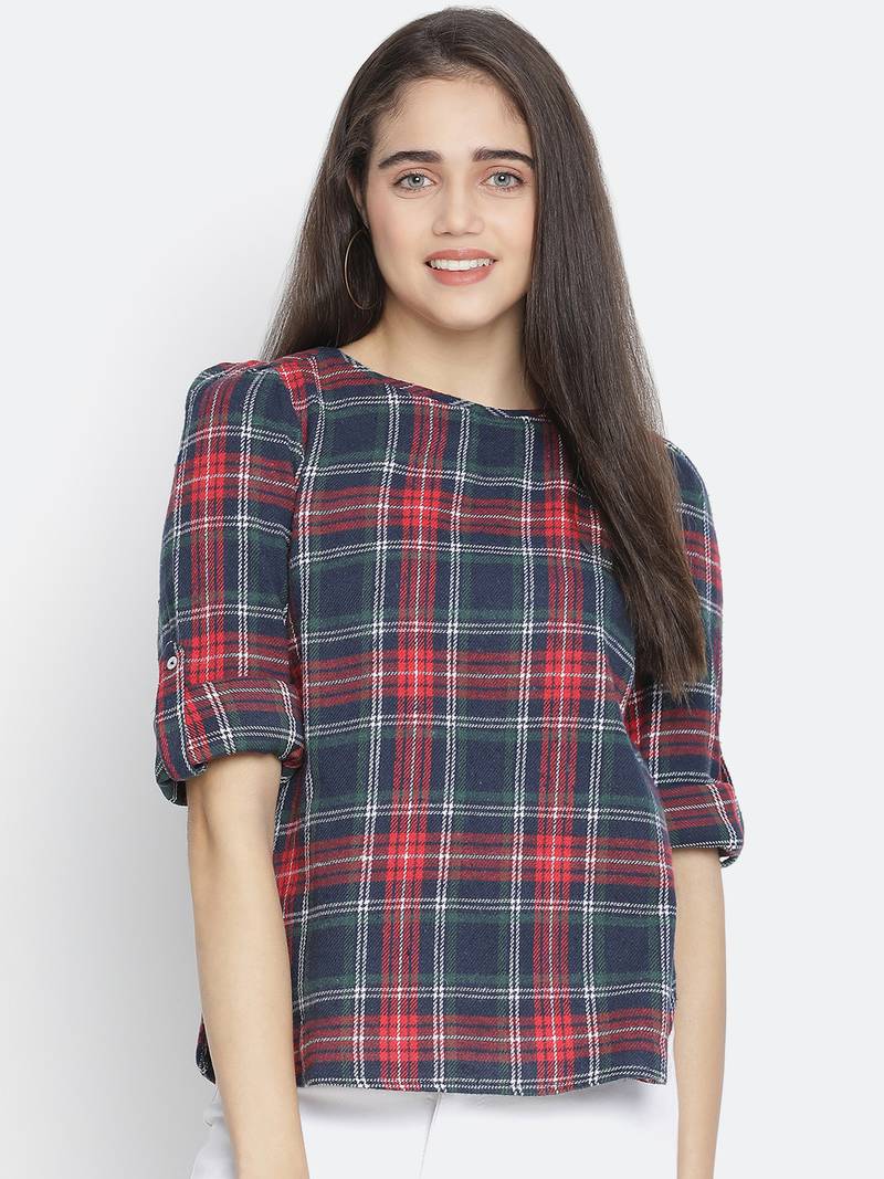 Bold brush check women top