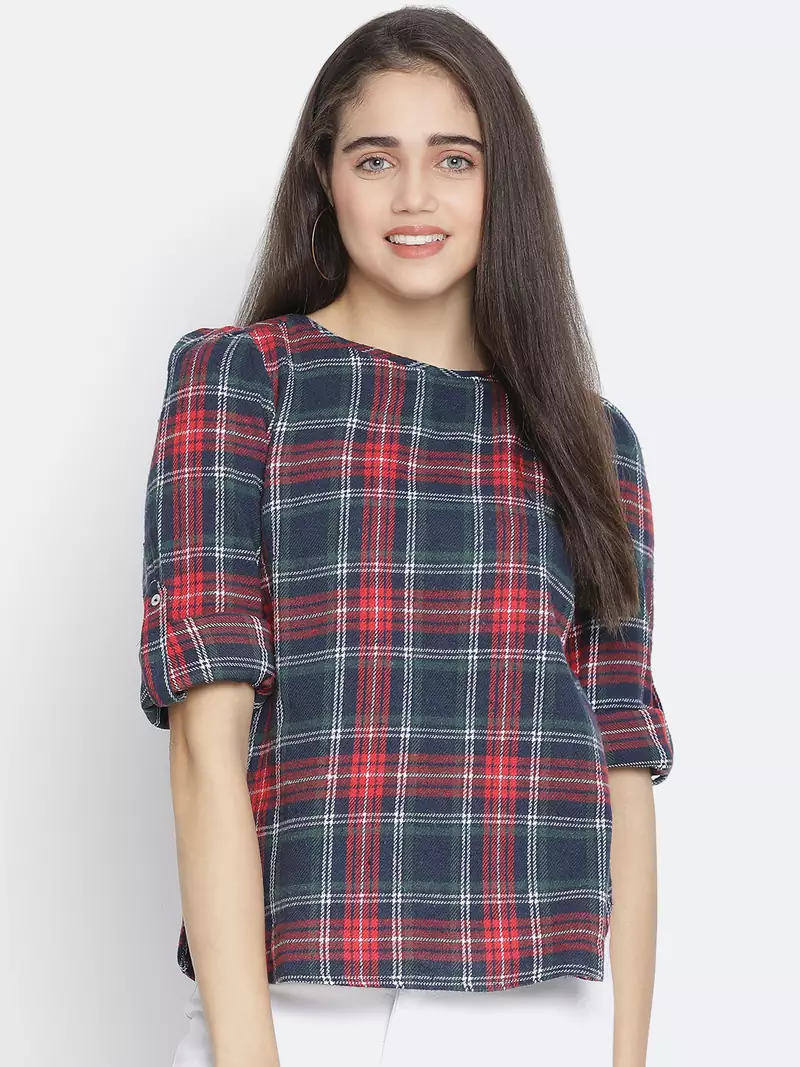 Bold brush check women top