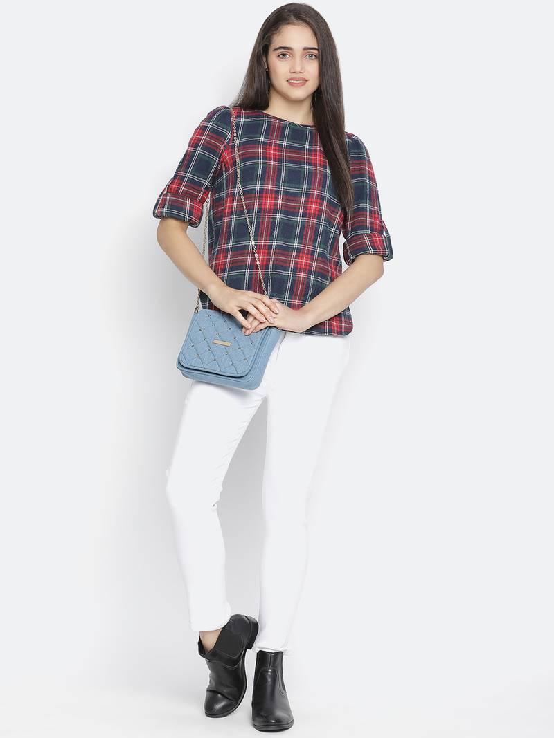 Bold brush check women top