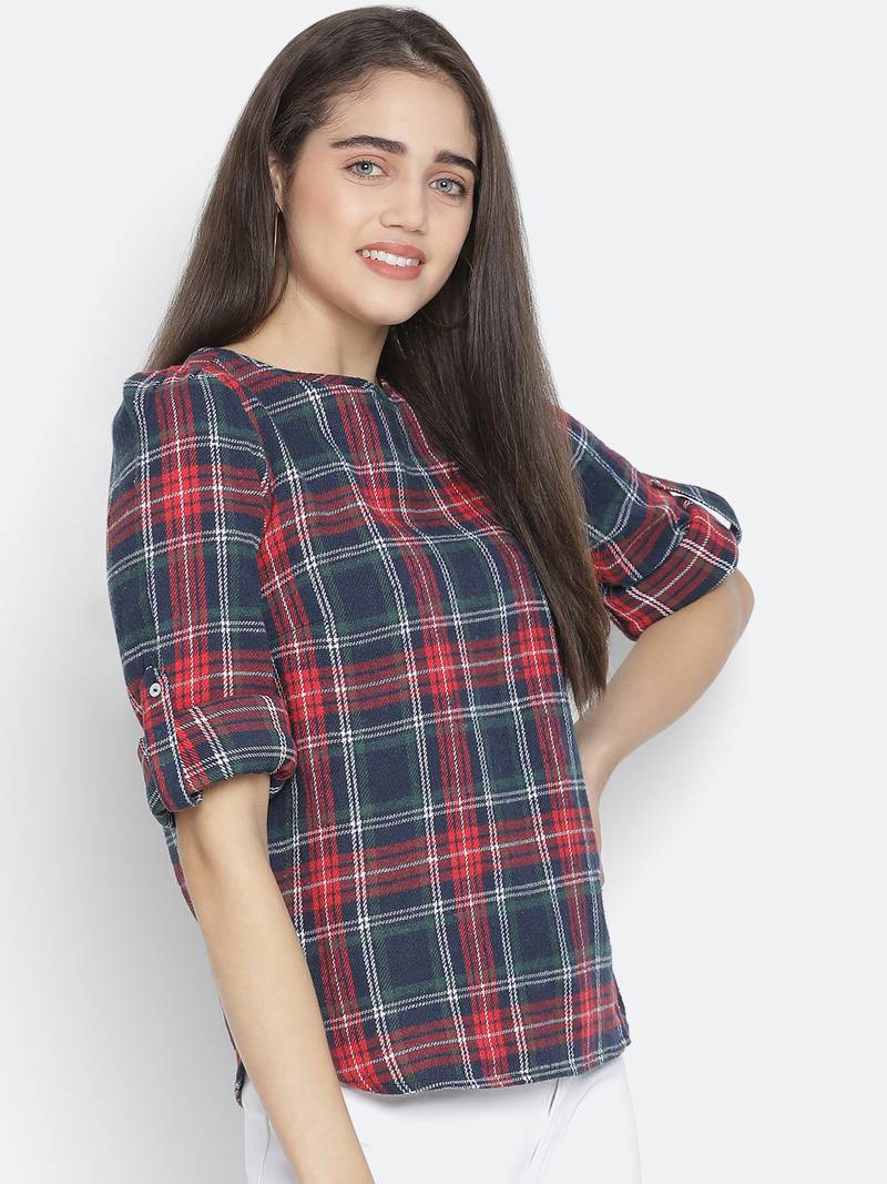 Bold brush check women top