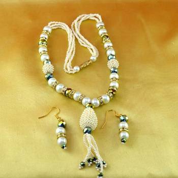 Moti Cz Pearl Stone Polki Kundun  Necklace With Earing 1