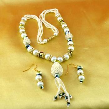 Moti Cz Pearl Stone Polki Kundun  Necklace With Earing 2