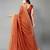 Rust printed silk blend saree with blouse