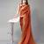 Rust printed silk blend saree with blouse