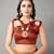 Rust printed silk blend saree with blouse