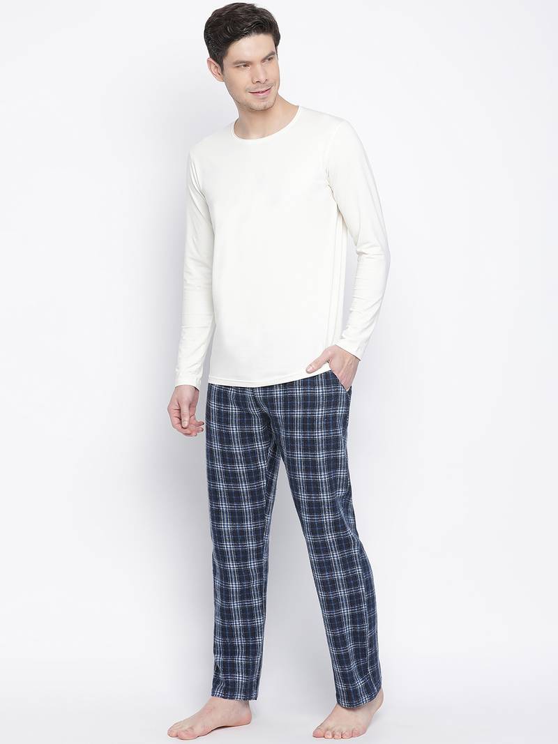 vocue blue brushcheck men nightwear pajama