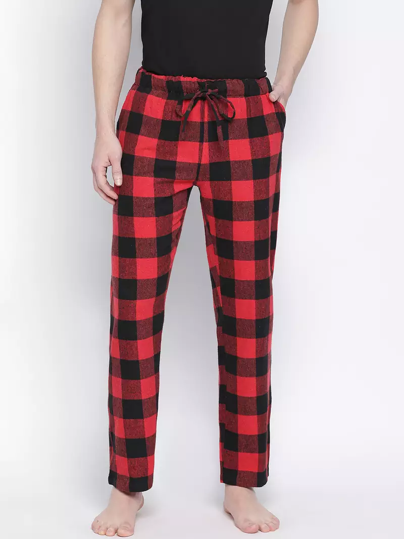 Dope red brush check men nightwear pajama