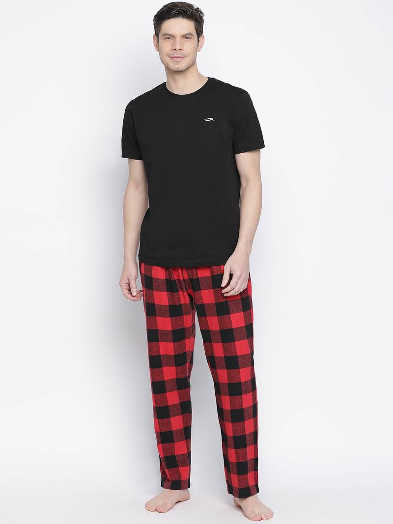 Dope red brush check men nightwear pajama