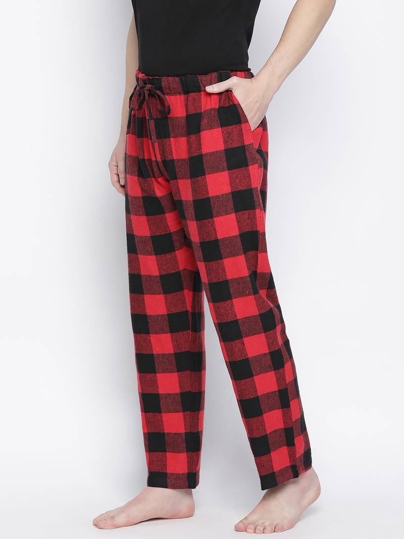 Dope red brush check men nightwear pajama