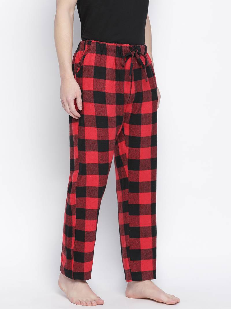 Dope red brush check men nightwear pajama