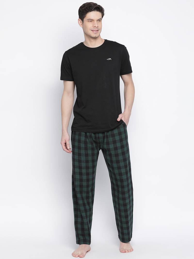 kasttle green brush check men nightwear pajama