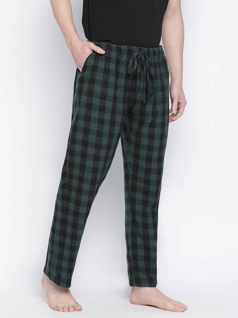 kasttle green brush check men nightwear pajama