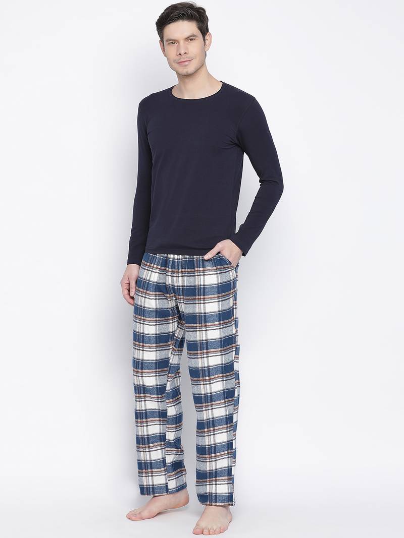 Restful multicolor brush check men nightwear pajama