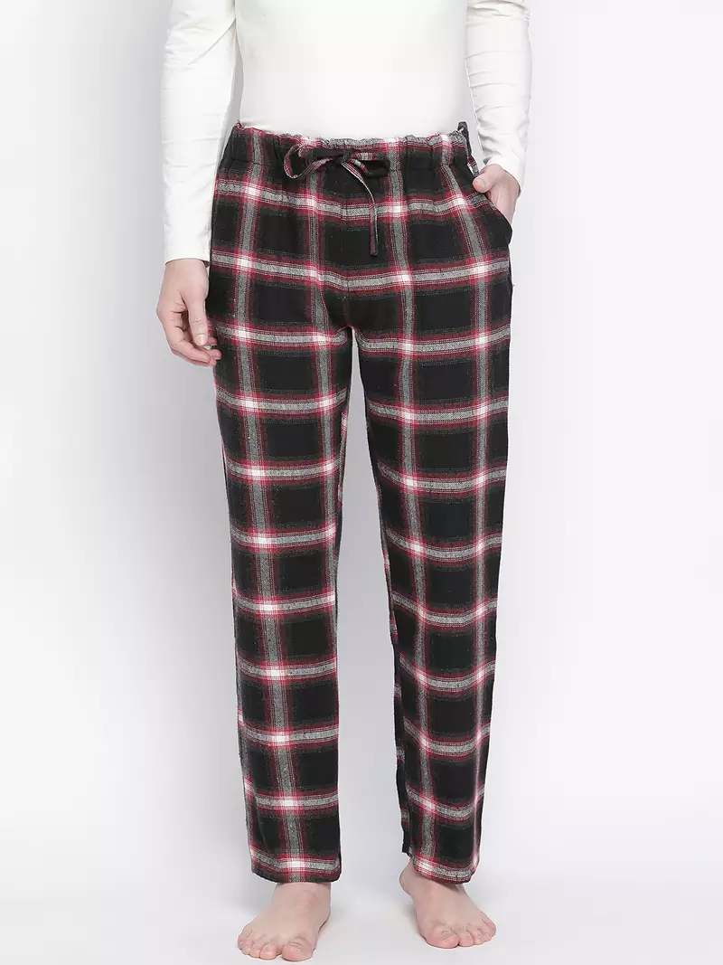 Tasser black brush check men niughtwear pajama