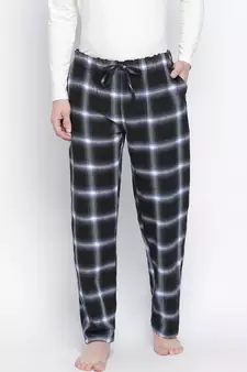 Navy real blue brush check men nightwear pajama