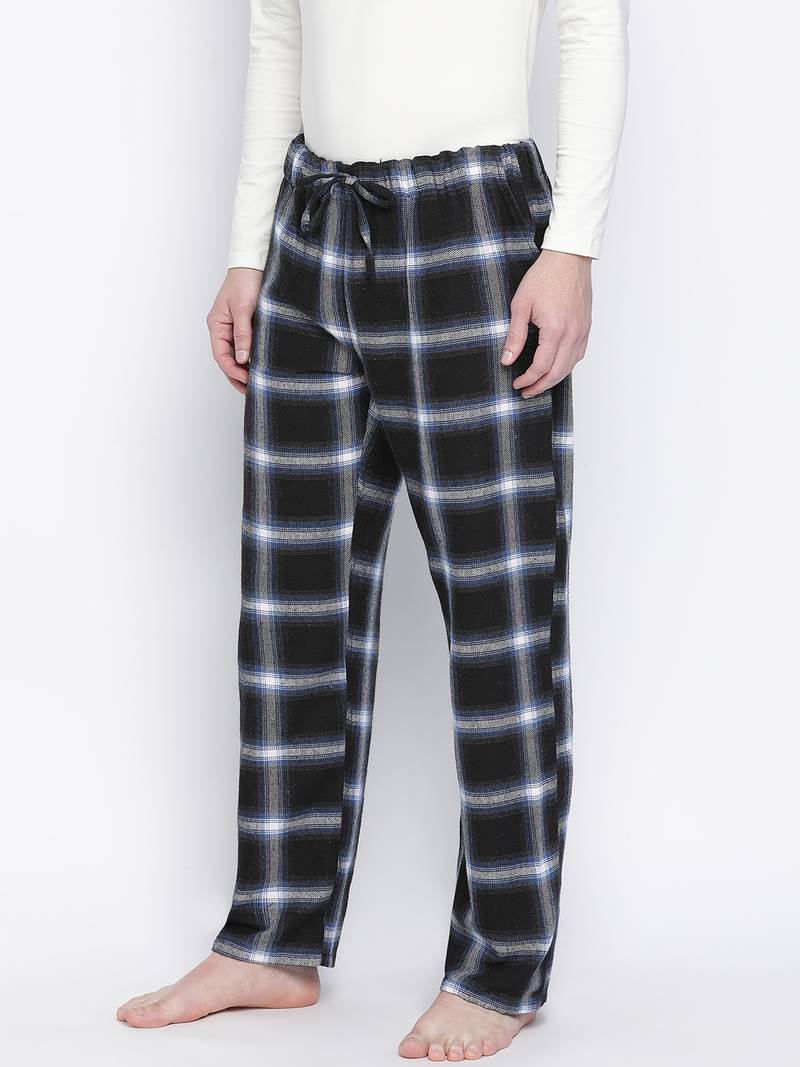 Navy real blue brush check men nightwear pajama