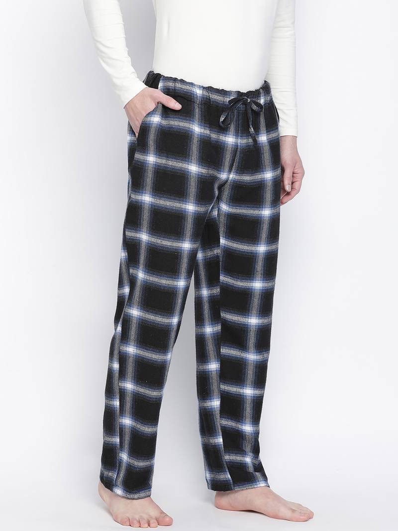 Navy real blue brush check men nightwear pajama