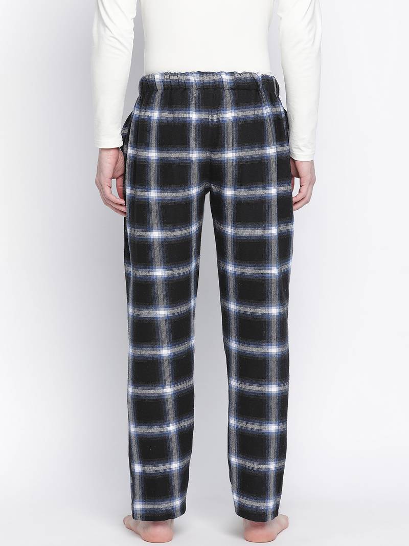 Navy real blue brush check men nightwear pajama