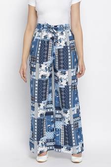 Bracing blue graphic print highwaisted women pant