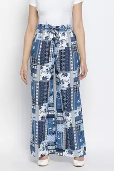 Bracing blue graphic print highwaisted women pant