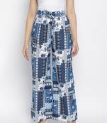 Bracing blue graphic print highwaisted women pant