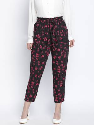 Flwerous black elsticated women pant 1