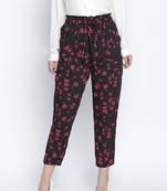 Flwerous black elsticated women pant
