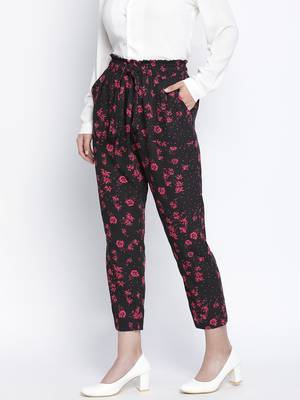 Flwerous black elsticated women pant 3